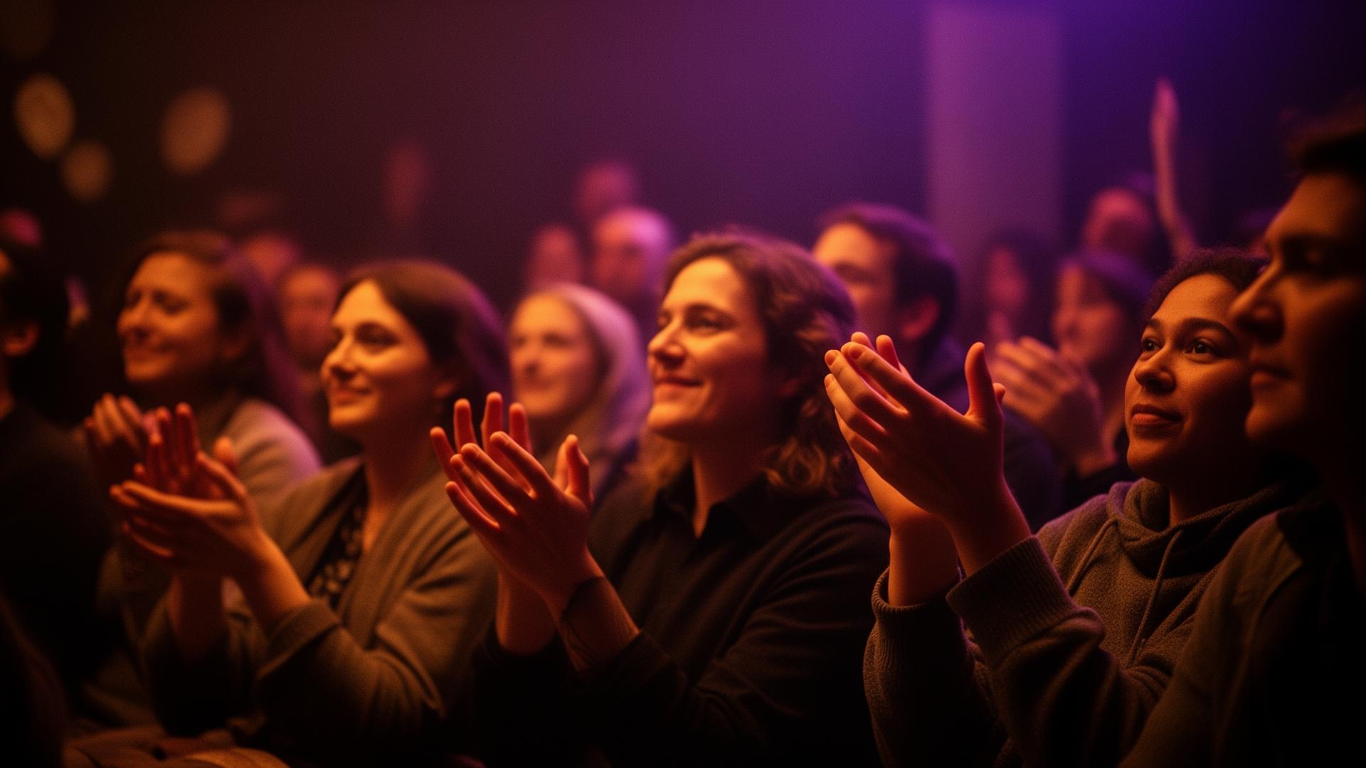 Audience clapping at a poetry night